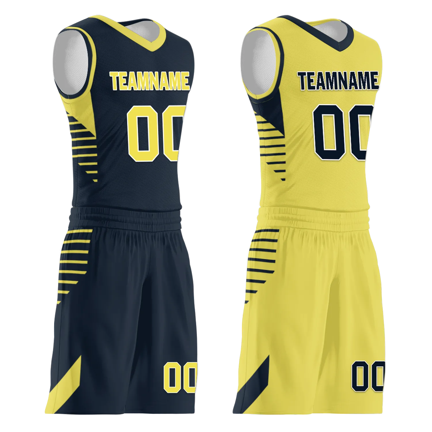 Corporate Gifts,Custom Blue Yellow Classic Style Reversible Basketball Uniform Personalized BBJR-D017059