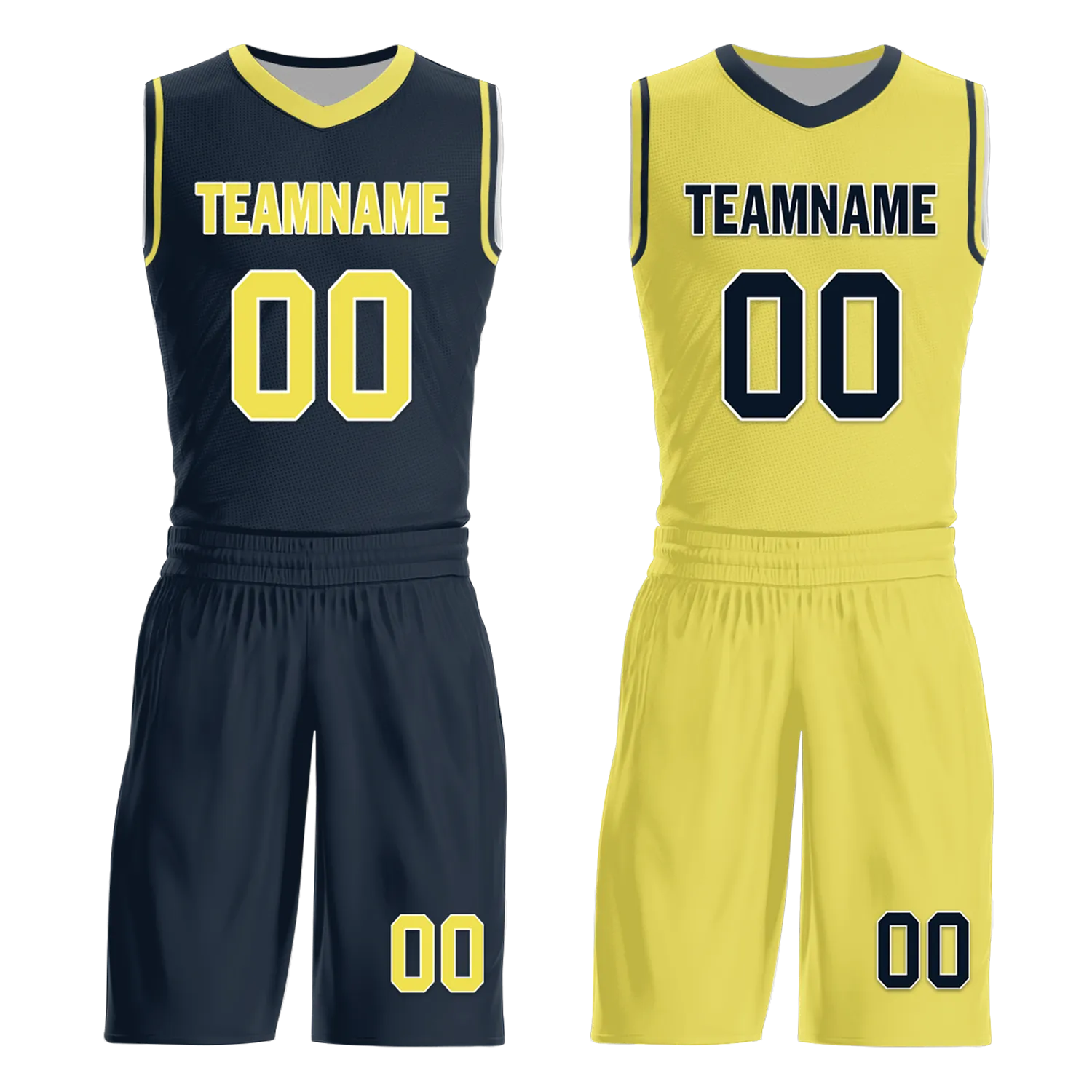 Corporate Gifts,Custom Blue Yellow Classic Style Reversible Basketball Uniform Personalized BBJR-D017059