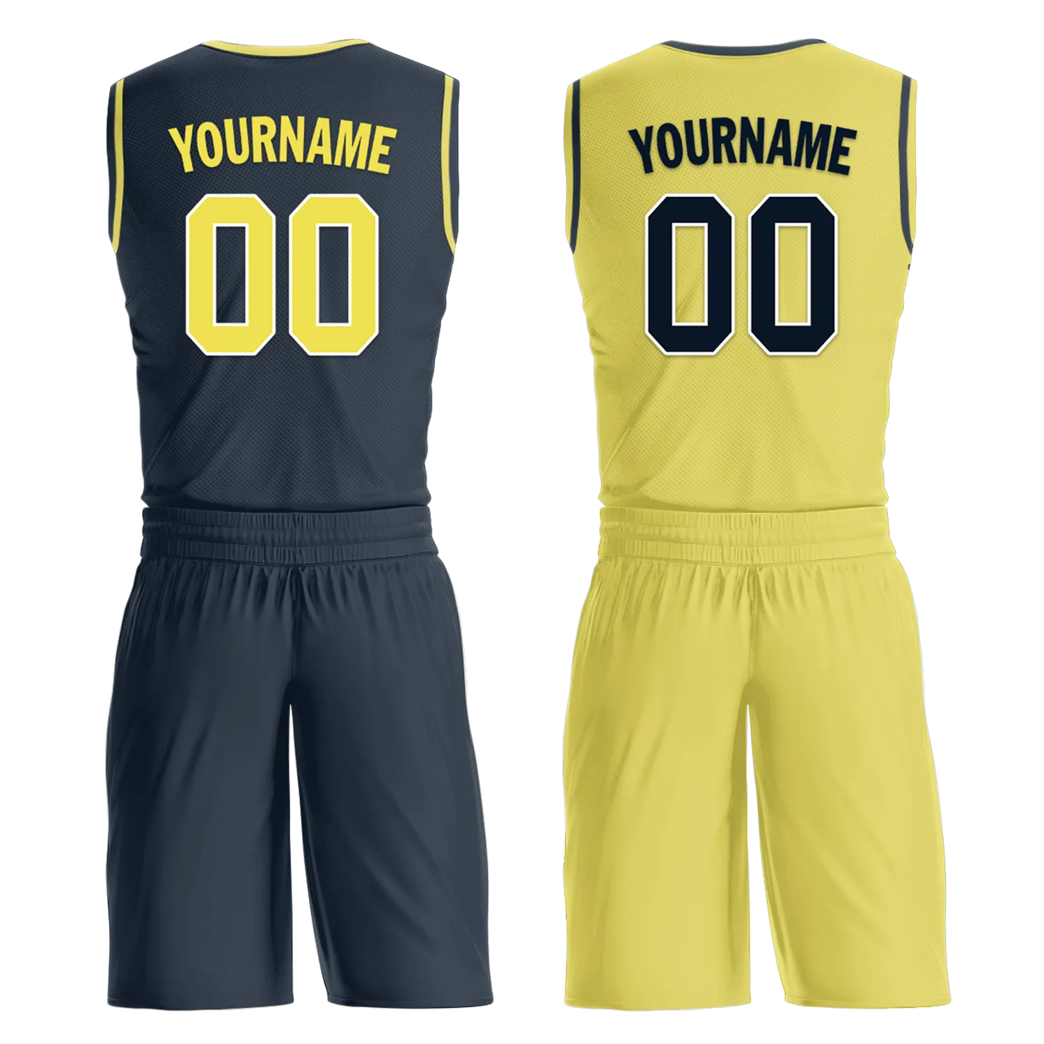 Corporate Gifts,Custom Blue Yellow Classic Style Reversible Basketball Uniform Personalized BBJR-D017059