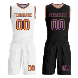 Corporate Gifts,Custom White Black Classic Style Reversible Basketball Uniform Personalized BBJR-D017057