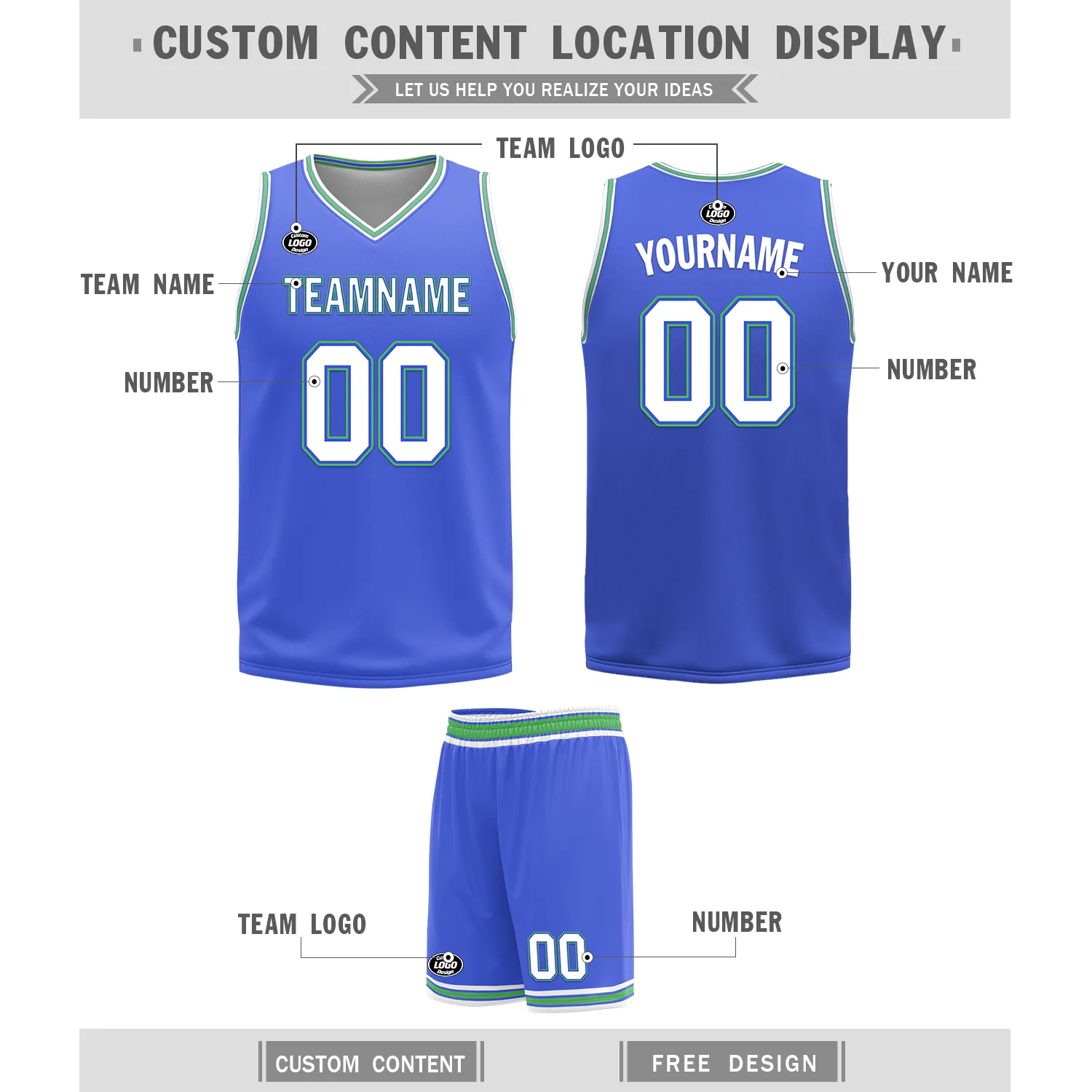 Corporate Gifts,Custom White Blue Classic Style Reversible Basketball Uniform Personalized BBJR-D017045