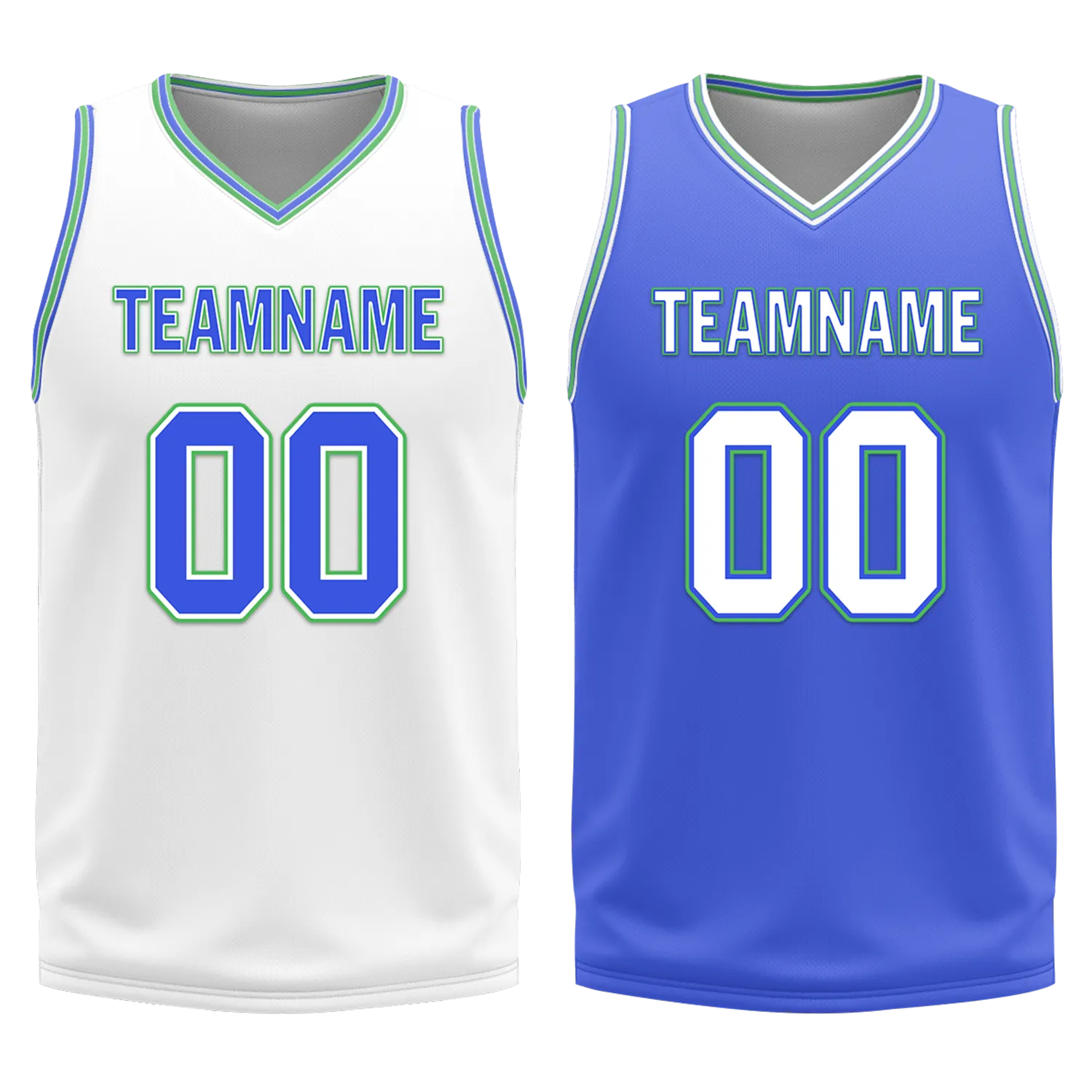 Corporate Gifts,Custom White Blue Classic Style Reversible Basketball Uniform Personalized BBJR-D017045