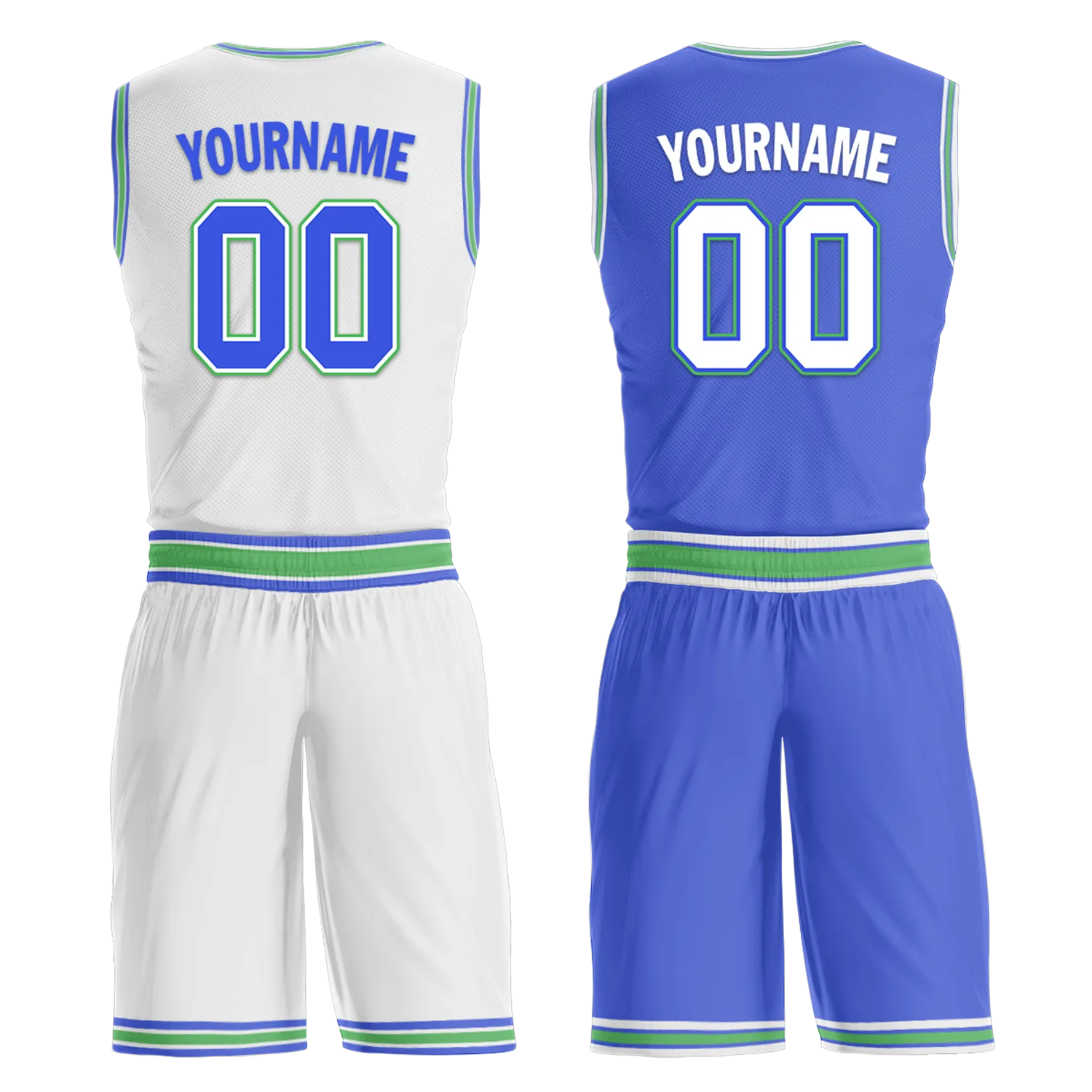 Corporate Gifts,Custom White Blue Classic Style Reversible Basketball Uniform Personalized BBJR-D017045