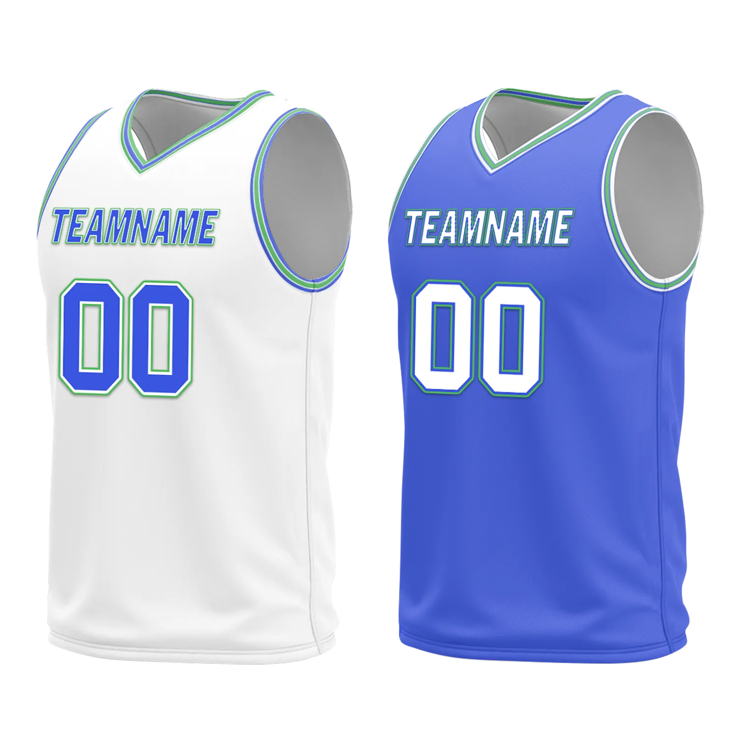 Corporate Gifts,Custom White Blue Classic Style Reversible Basketball Uniform Personalized BBJR-D017045