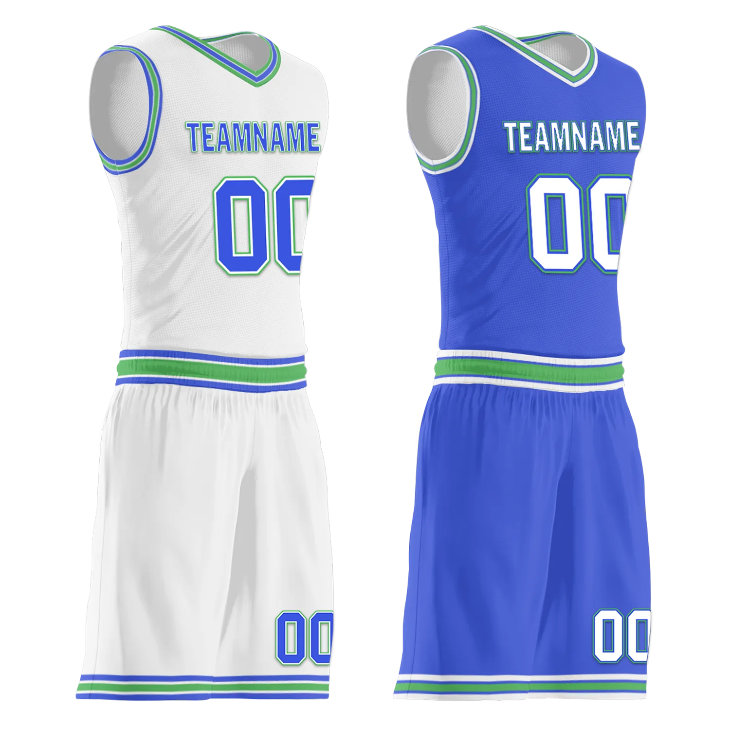 Corporate Gifts,Custom White Blue Classic Style Reversible Basketball Uniform Personalized BBJR-D017045