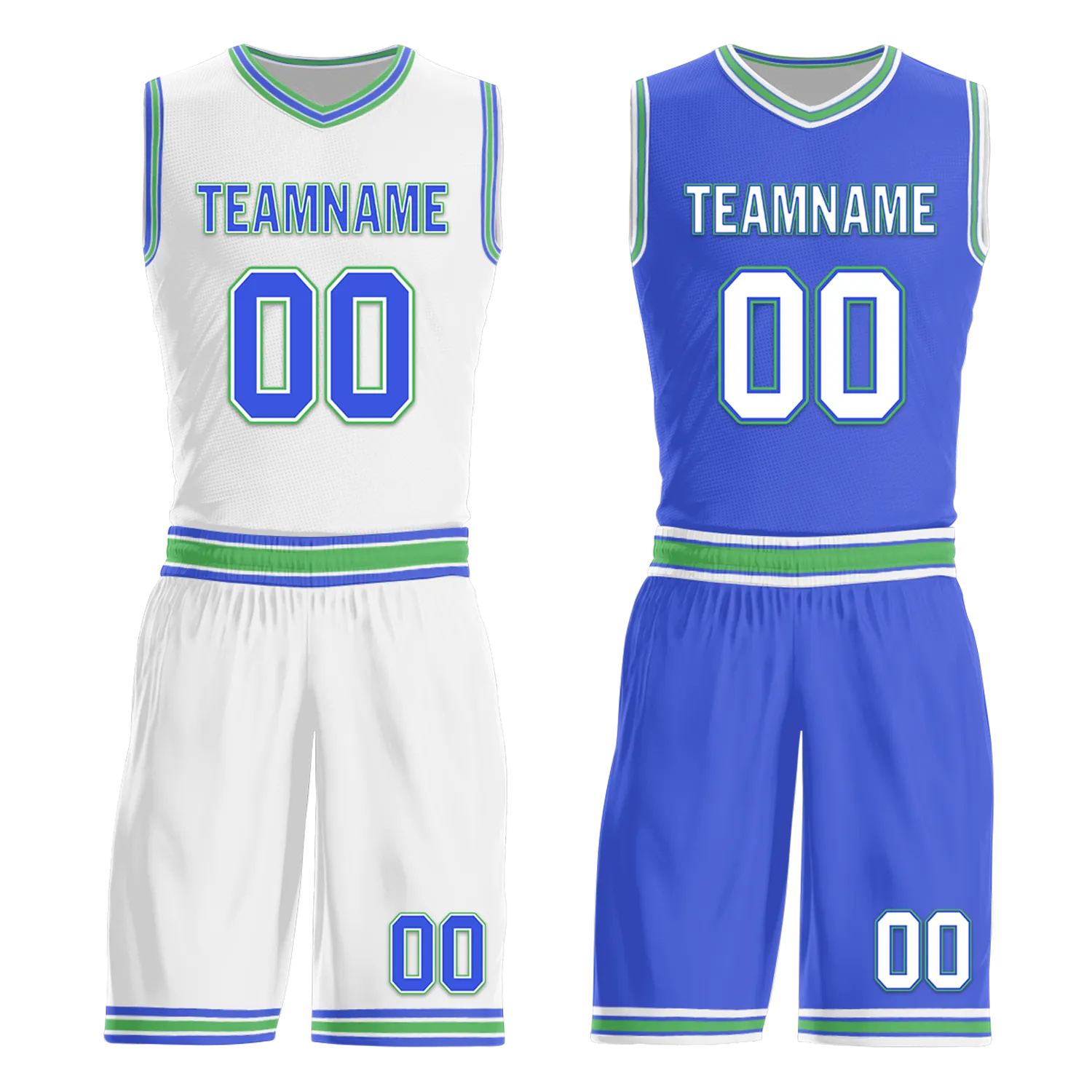 Corporate Gifts,Custom White Blue Classic Style Reversible Basketball Uniform Personalized BBJR-D017045