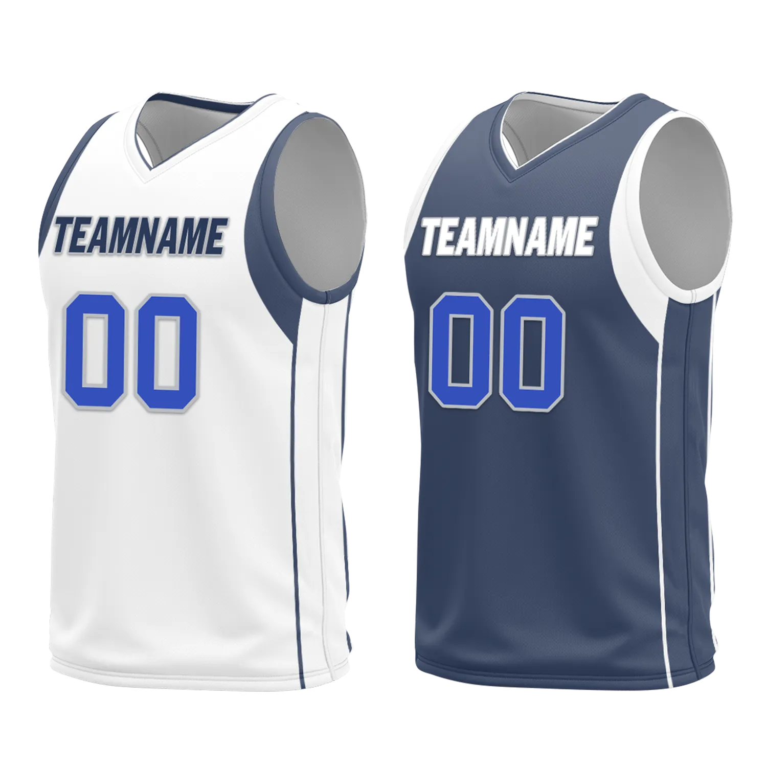 Corporate Gifts,Custom White Blue Classic Style Reversible Basketball Uniform Personalized BBJR-D017054