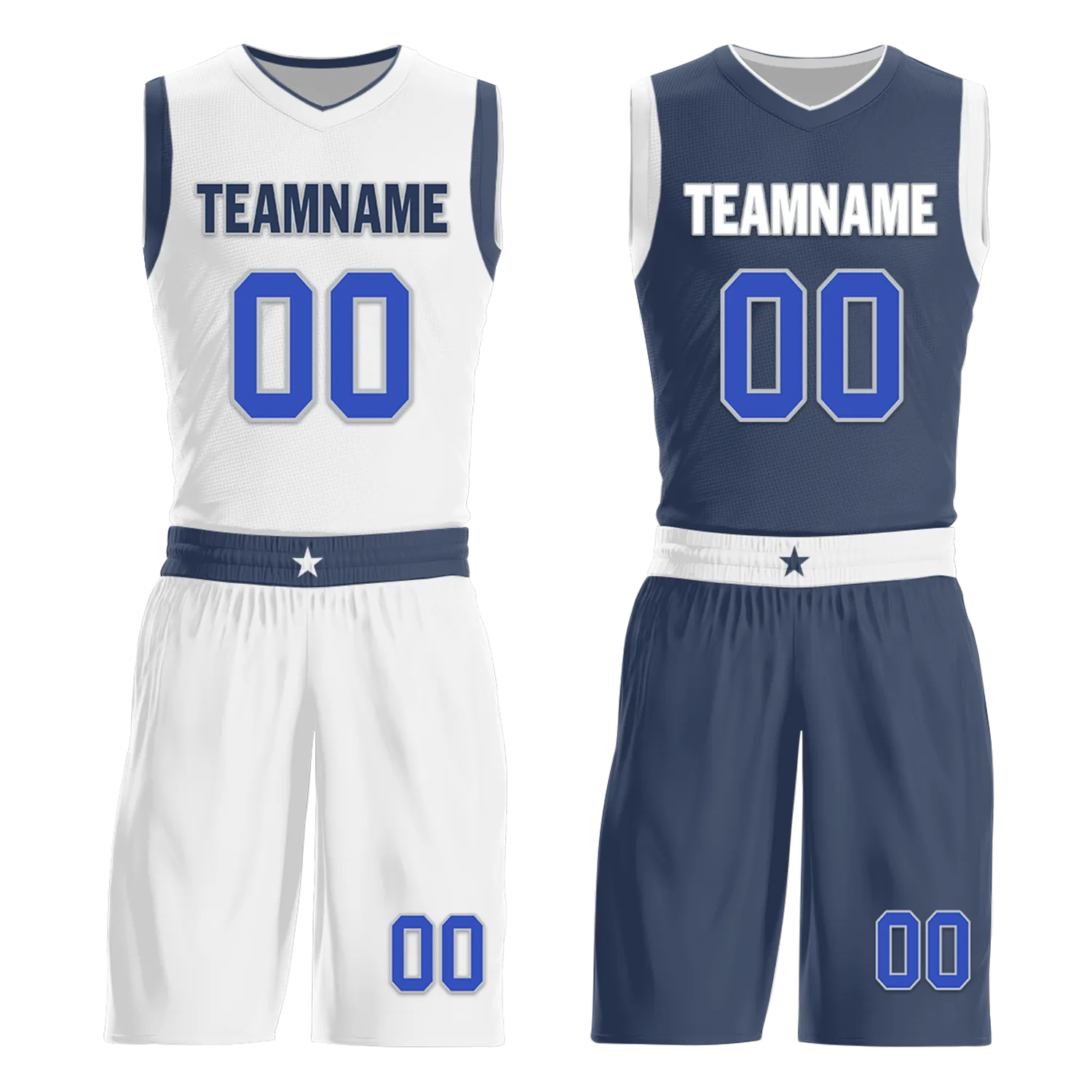 Corporate Gifts,Custom White Blue Classic Style Reversible Basketball Uniform Personalized BBJR-D017054