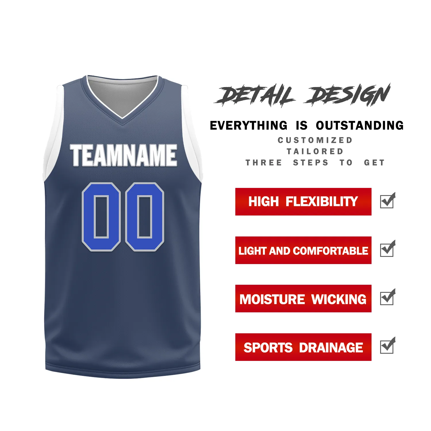 Corporate Gifts,Custom White Blue Classic Style Reversible Basketball Uniform Personalized BBJR-D017054