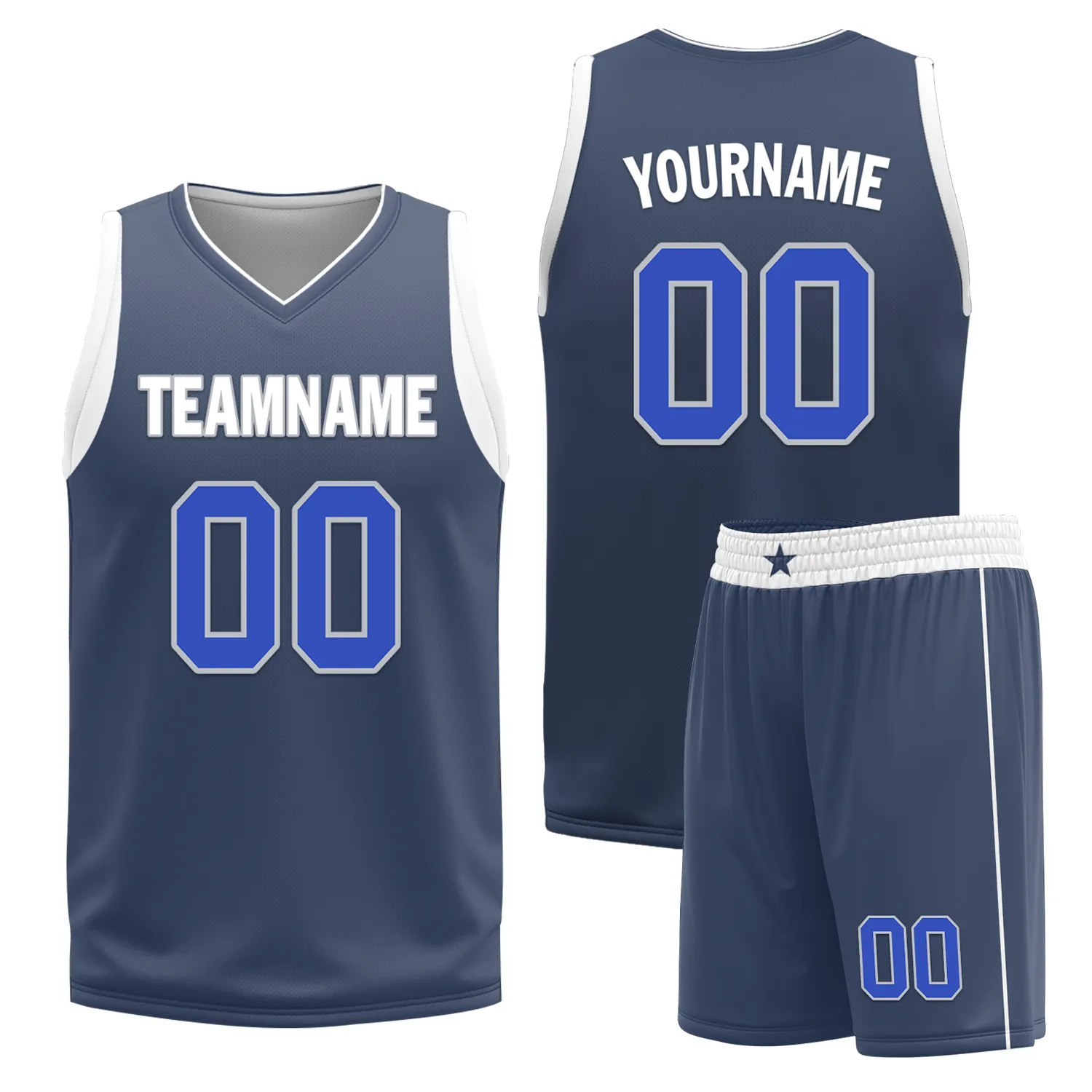 Corporate Gifts,Custom White Blue Classic Style Reversible Basketball Uniform Personalized BBJR-D017054