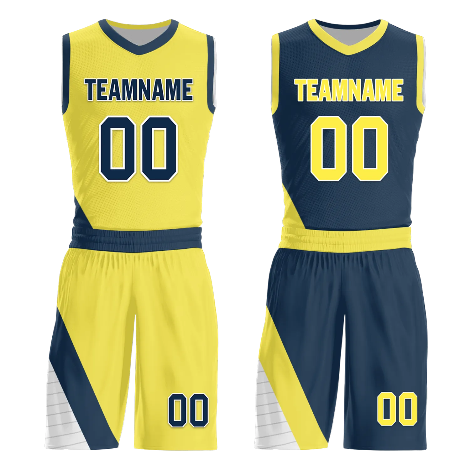 Corporate Gifts,Custom Yellow Blue Classic Style Reversible Basketball Uniform Personalized BBJR-D017060