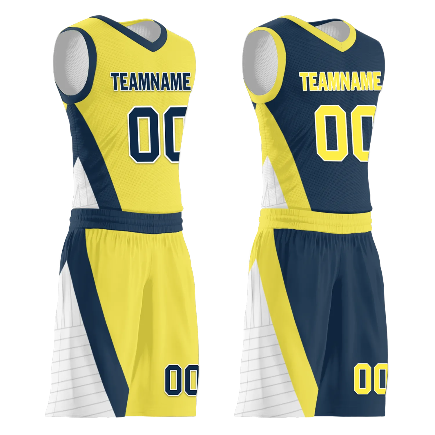 Corporate Gifts,Custom Yellow Blue Classic Style Reversible Basketball Uniform Personalized BBJR-D017060