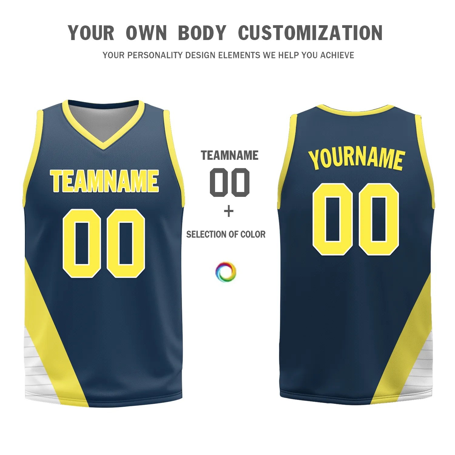 Corporate Gifts,Custom Yellow Blue Classic Style Reversible Basketball Uniform Personalized BBJR-D017060