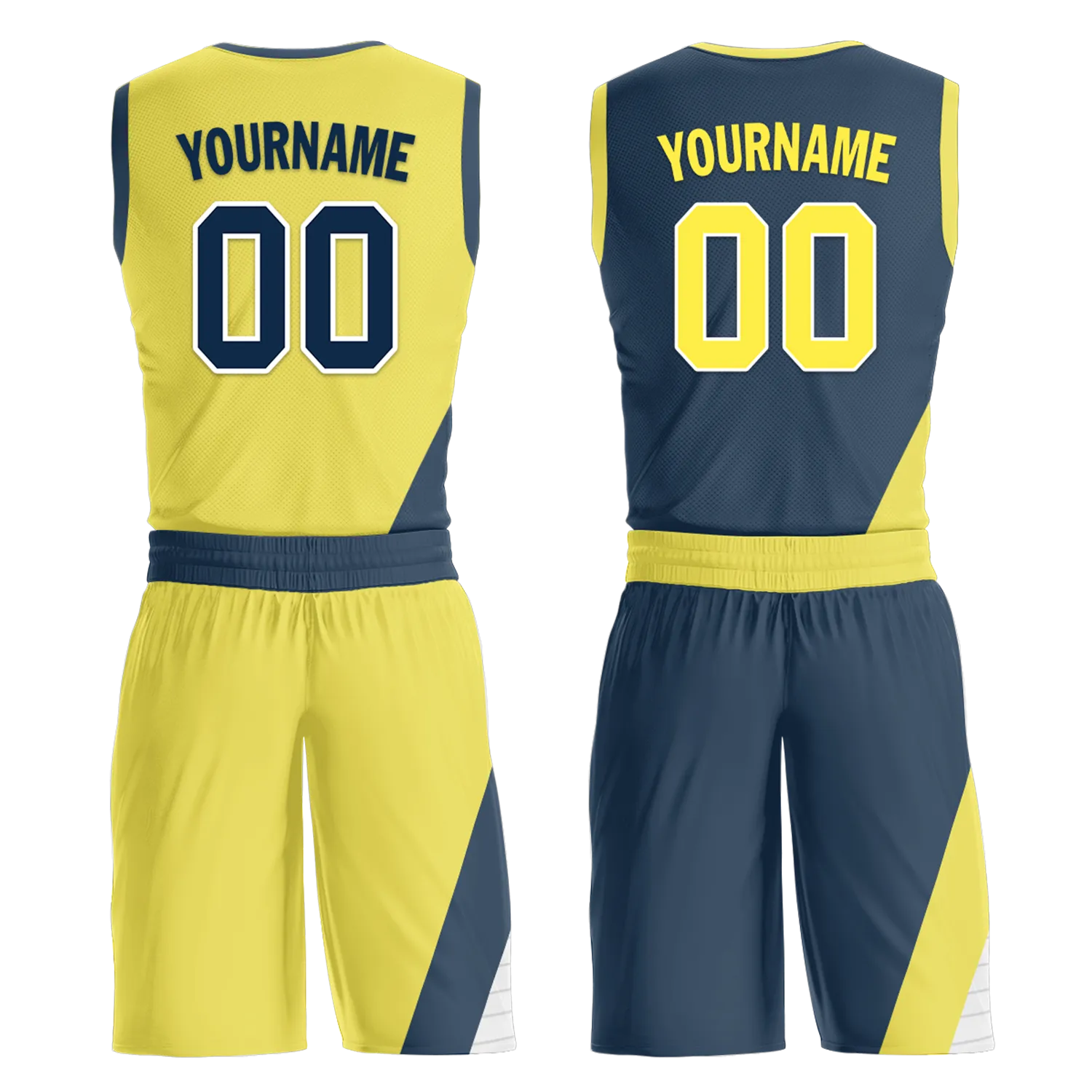 Corporate Gifts,Custom Yellow Blue Classic Style Reversible Basketball Uniform Personalized BBJR-D017060