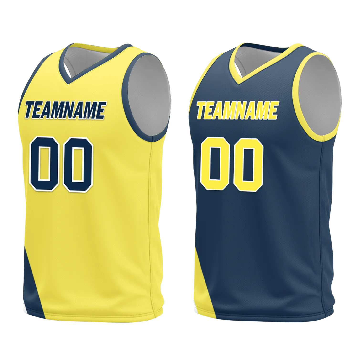 Corporate Gifts,Custom Yellow Blue Classic Style Reversible Basketball Uniform Personalized BBJR-D017060