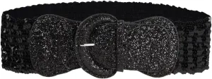 COTIM COYIN Womens Sequin Wide Buckle Stretchy Belt, Sparkly Glitter Vintage Elastic Belts for Dress Stretchy Waistband