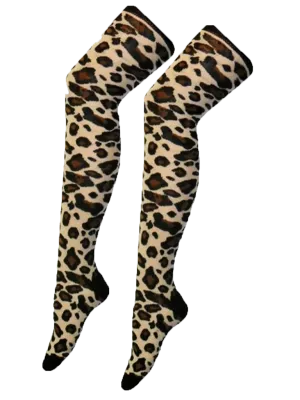 Crazy Chick Leopard Print OTK Socks