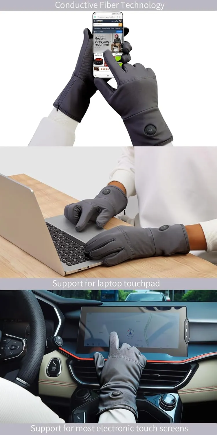 CUEHEAT Heated Glove Liners, Flexible Ultrathin, Touchscreen, 7.4V Rechargeable Battery Electric Heating Thin Gloves