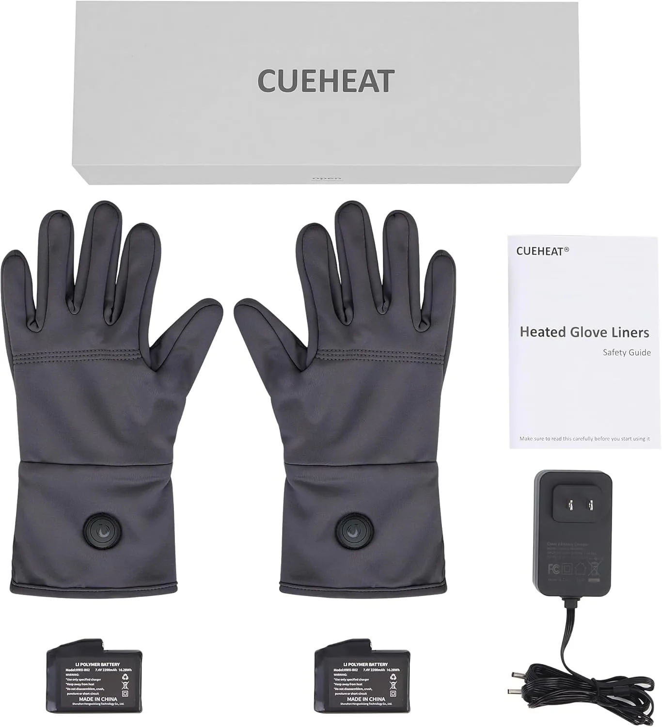 CUEHEAT Heated Glove Liners, Flexible Ultrathin, Touchscreen, 7.4V Rechargeable Battery Electric Heating Thin Gloves