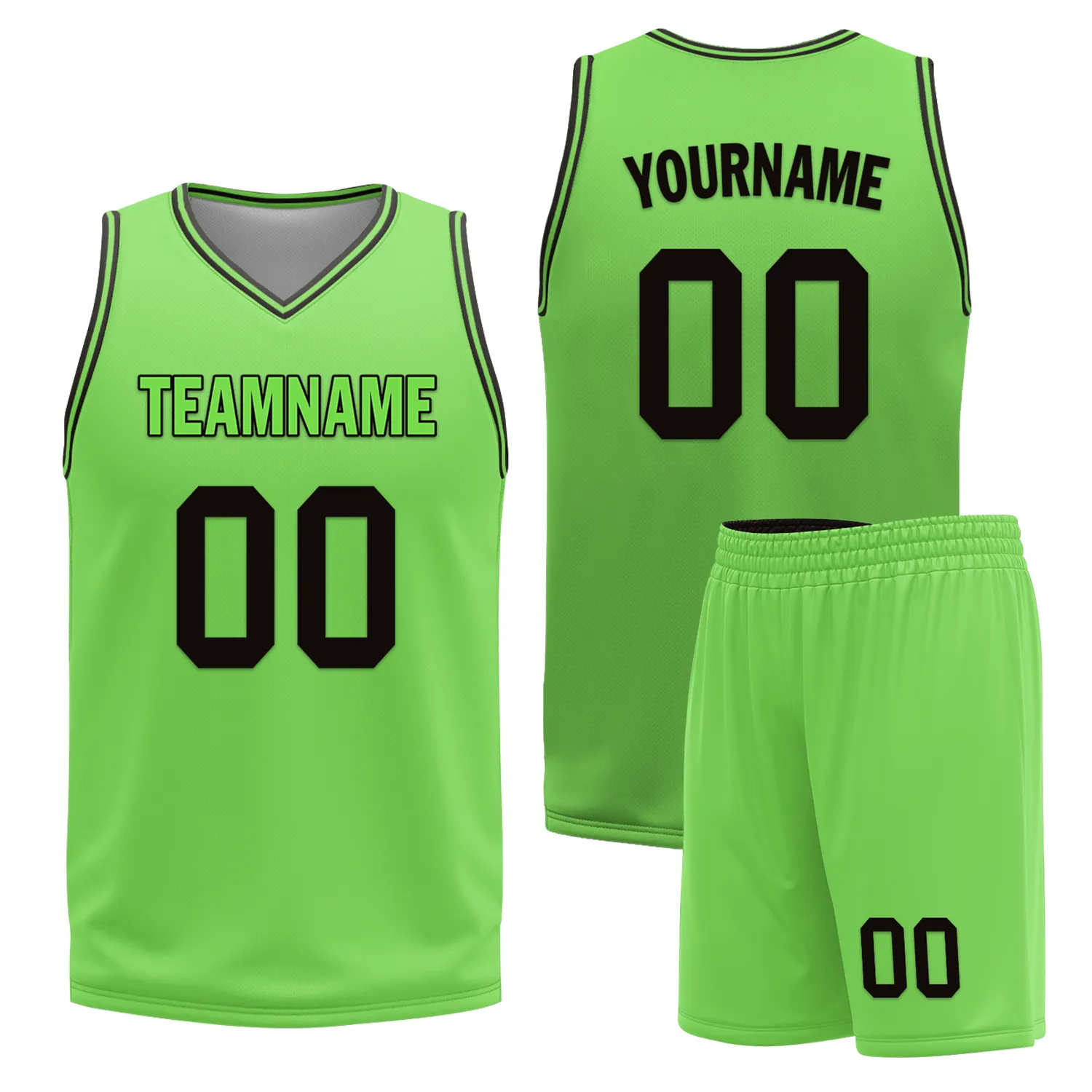 Custom Black Green Classic Style Reversible Basketball Uniform Personalized Ordinary BBJR-D017049