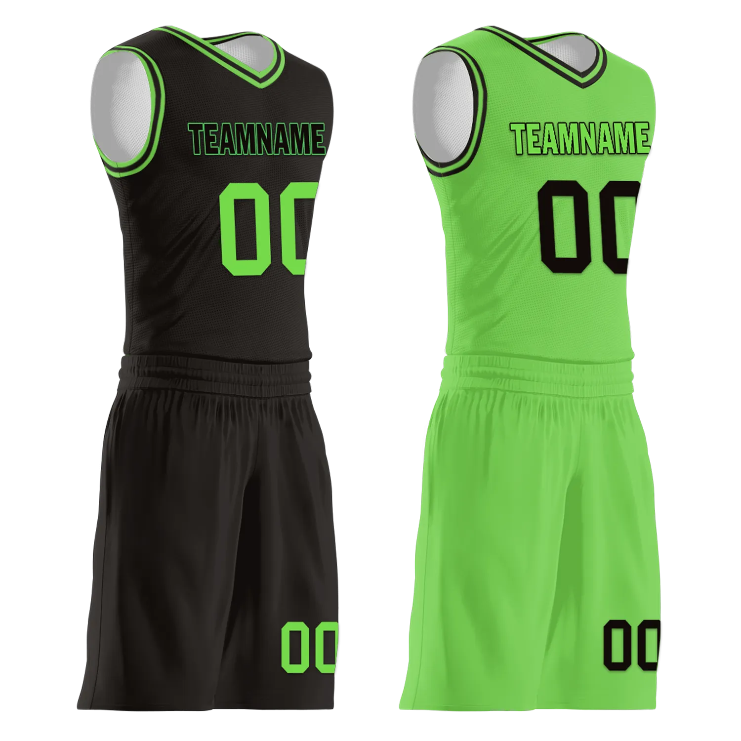 Custom Black Green Classic Style Reversible Basketball Uniform Personalized Ordinary BBJR-D017049