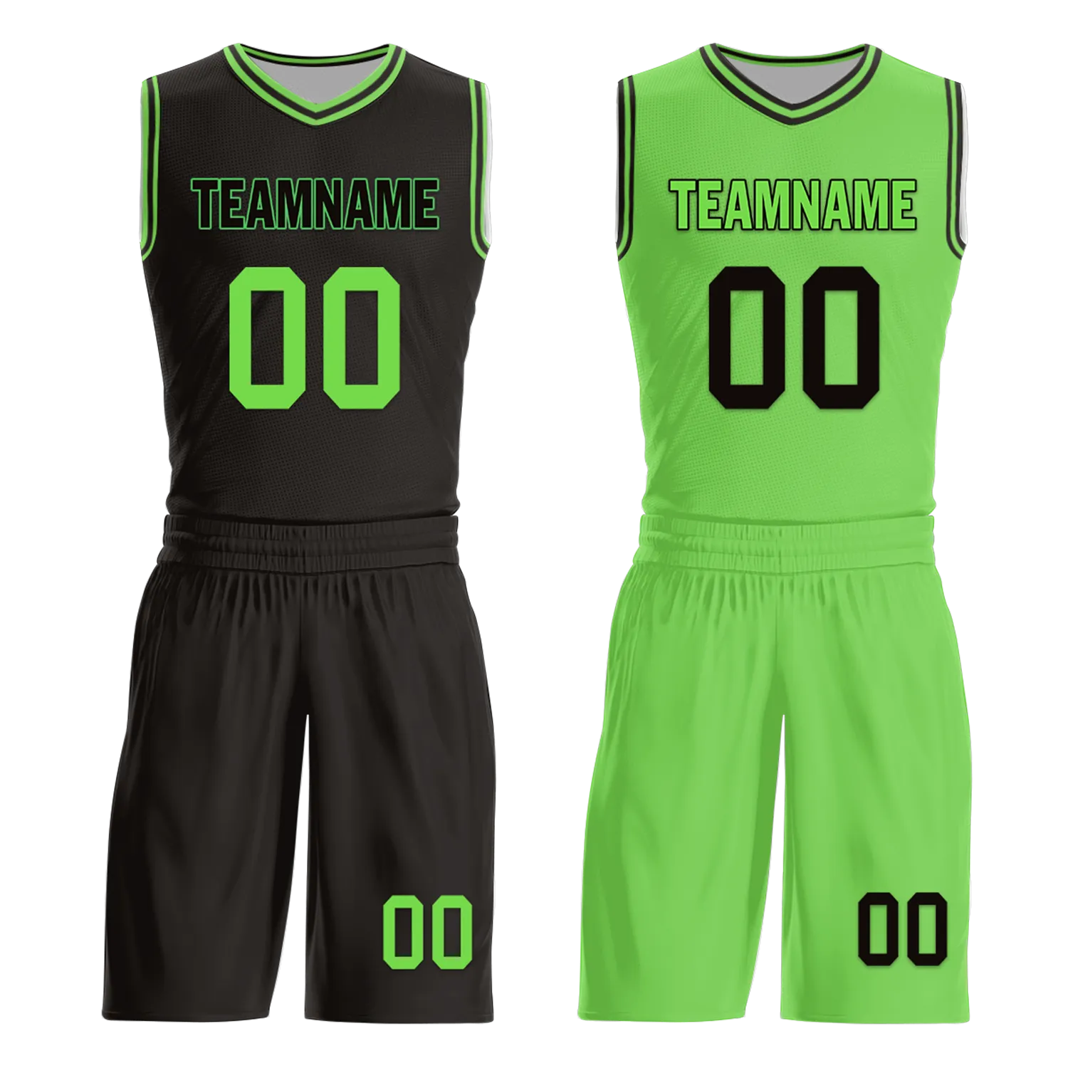 Custom Black Green Classic Style Reversible Basketball Uniform Personalized Ordinary BBJR-D017049