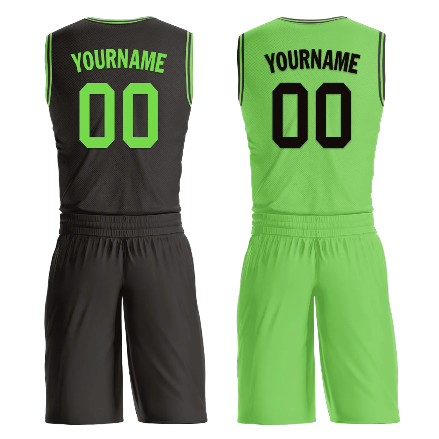 Custom Black Green Classic Style Reversible Basketball Uniform Personalized Ordinary BBJR-D017049