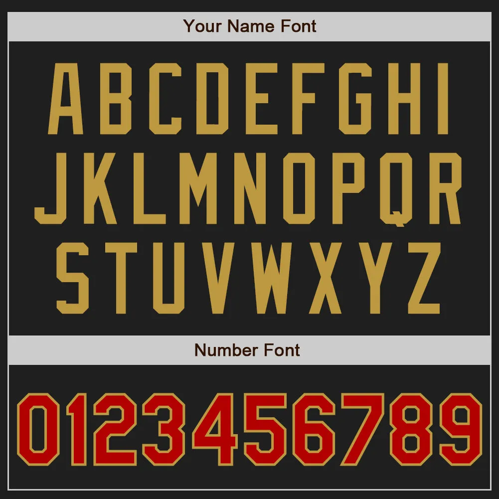 Custom Black Red-Old Gold Authentic Two Tone Baseball Jersey