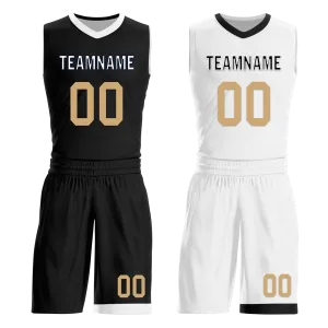 Custom Black White Classic Style Reversible Basketball Uniform Personalized COOLMAX BBJR-D017044