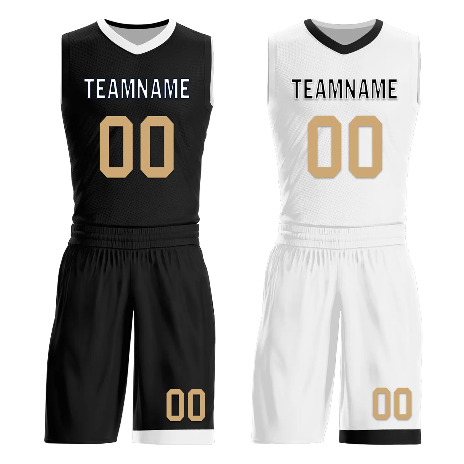 Custom Black White Classic Style Reversible Basketball Uniform Personalized COOLMAX BBJR-D017044