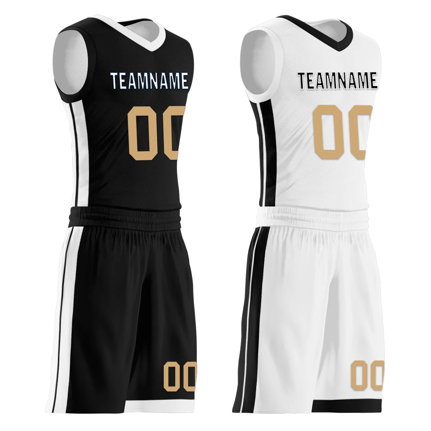 Custom Black White Classic Style Reversible Basketball Uniform Personalized COOLMAX BBJR-D017044