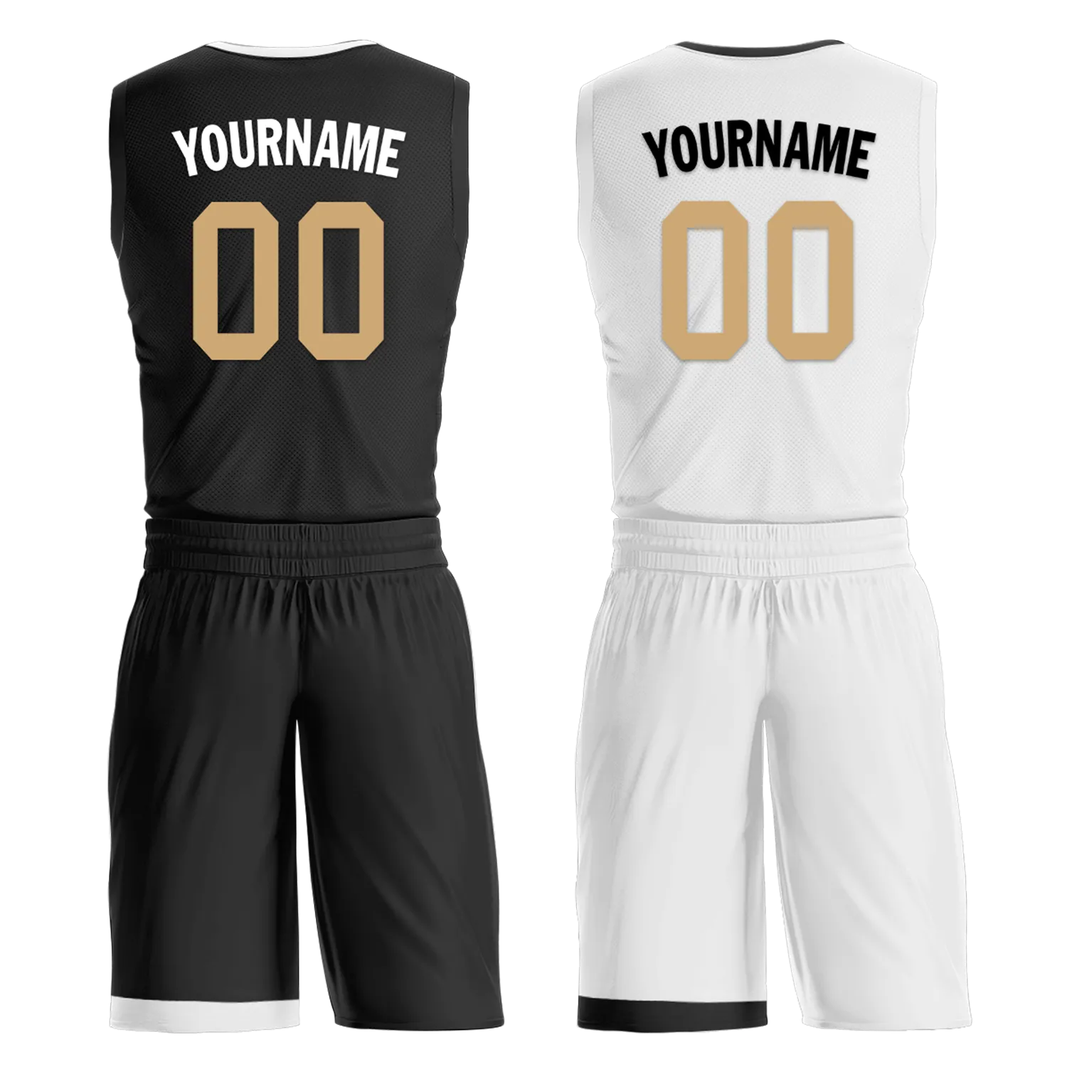 Custom Black White Classic Style Reversible Basketball Uniform Personalized COOLMAX BBJR-D017044