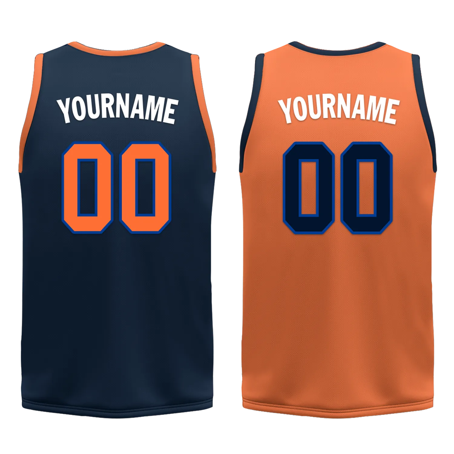 Custom Blue Orange Classic Style Reversible Basketball Uniform Personalized COOLMAX BBJR-D017015