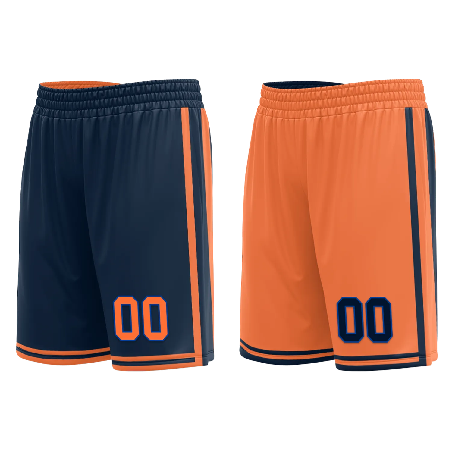 Custom Blue Orange Classic Style Reversible Basketball Uniform Personalized COOLMAX BBJR-D017015