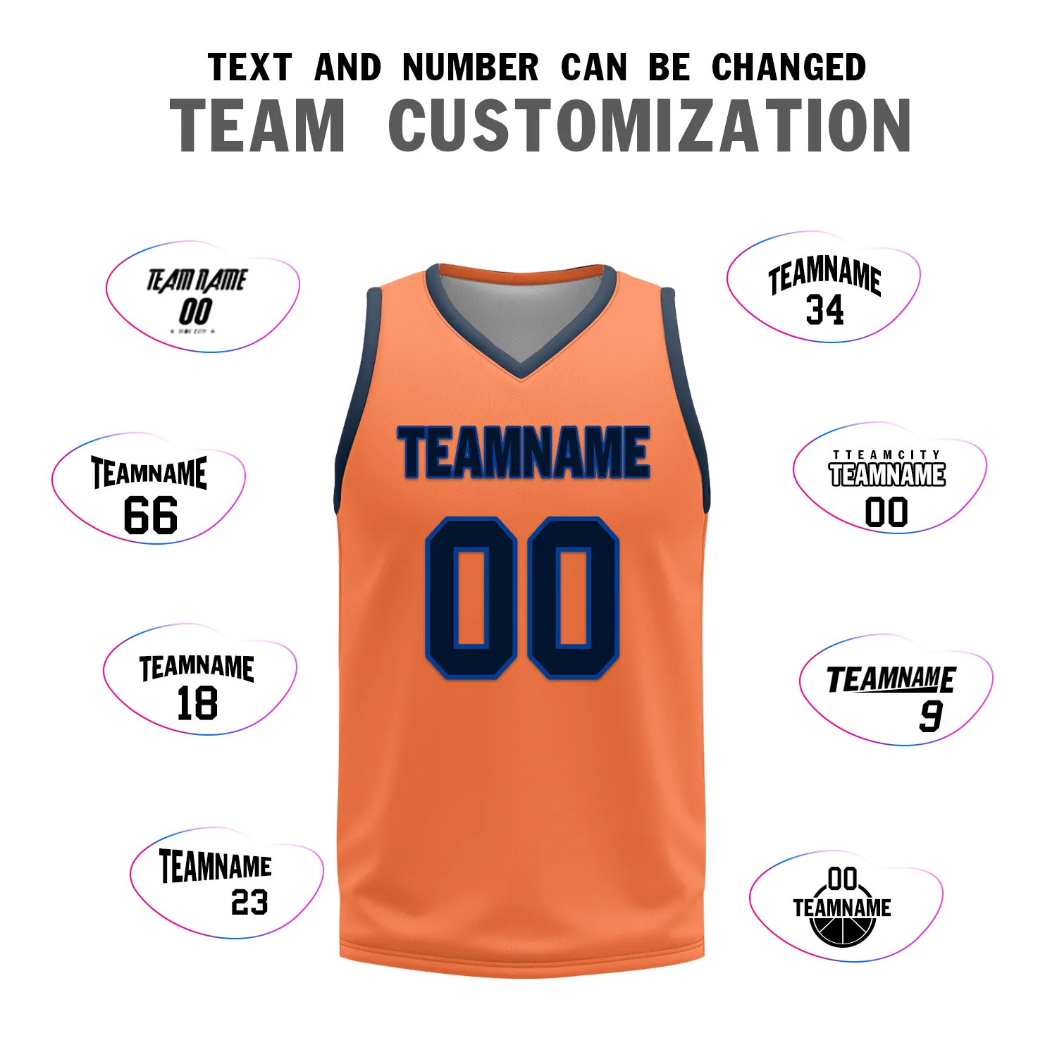Custom Blue Orange Classic Style Reversible Basketball Uniform Personalized COOLMAX BBJR-D017015