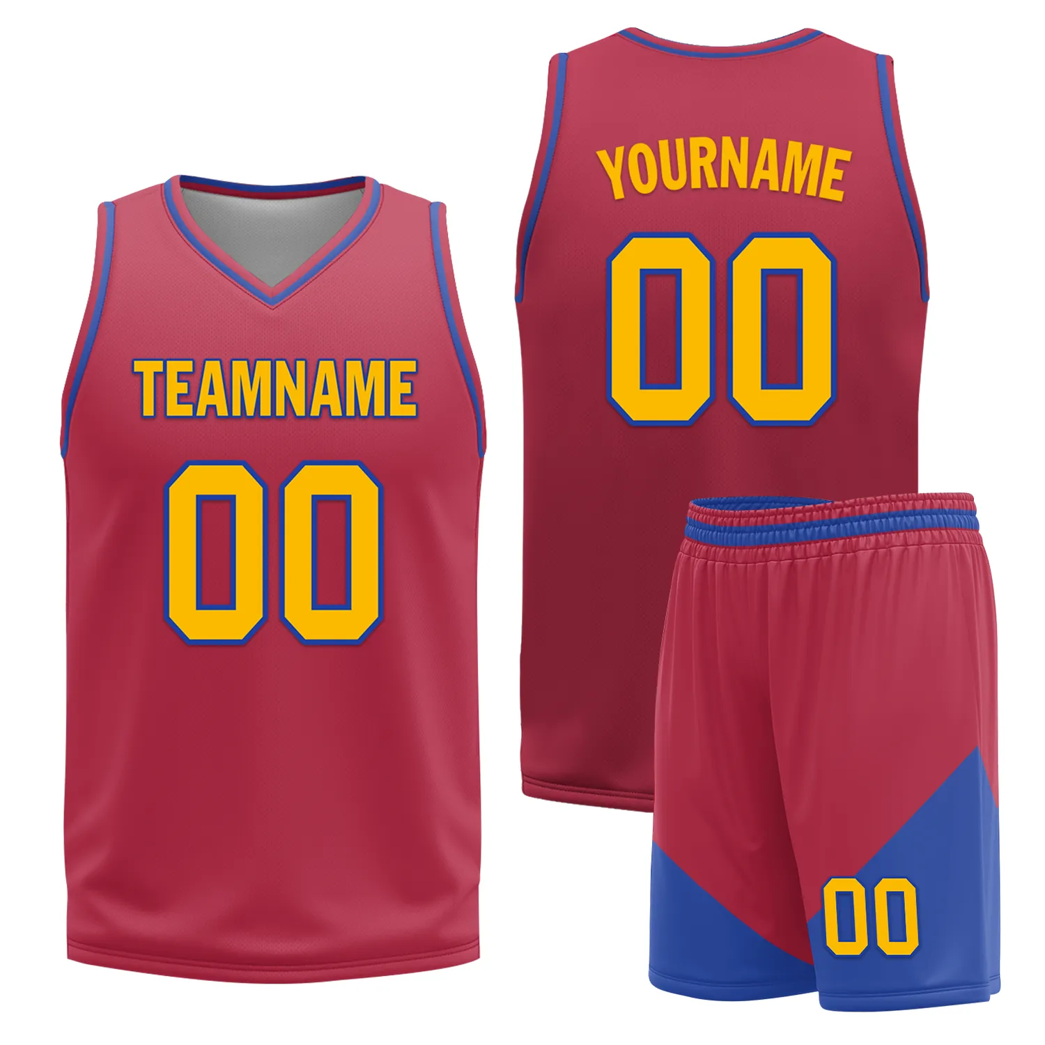 Custom Blue Red Classic Style Reversible Basketball Uniform Personalized BBJR-D017029