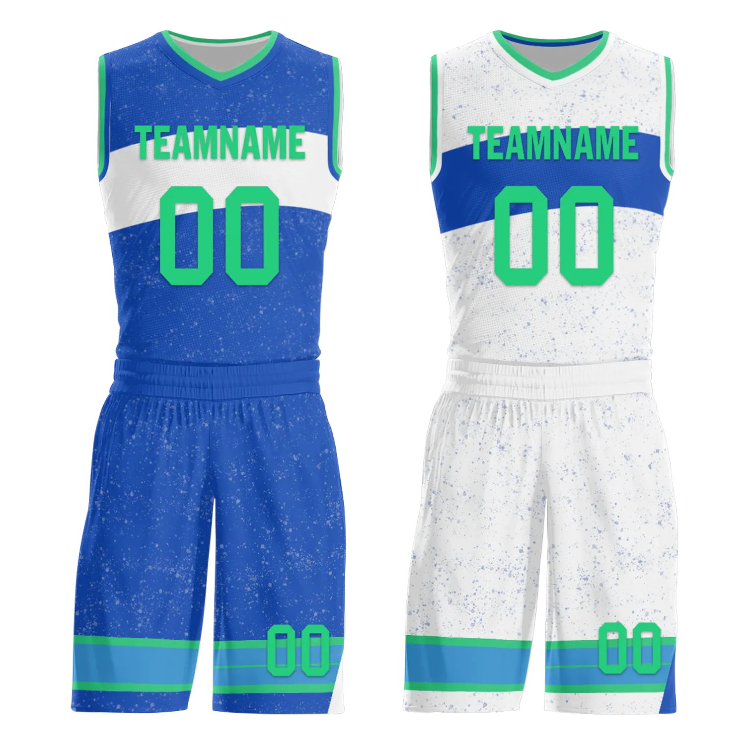 Custom Blue White Classic Style Reversible Basketball Uniform Personalized BBJR-D017009