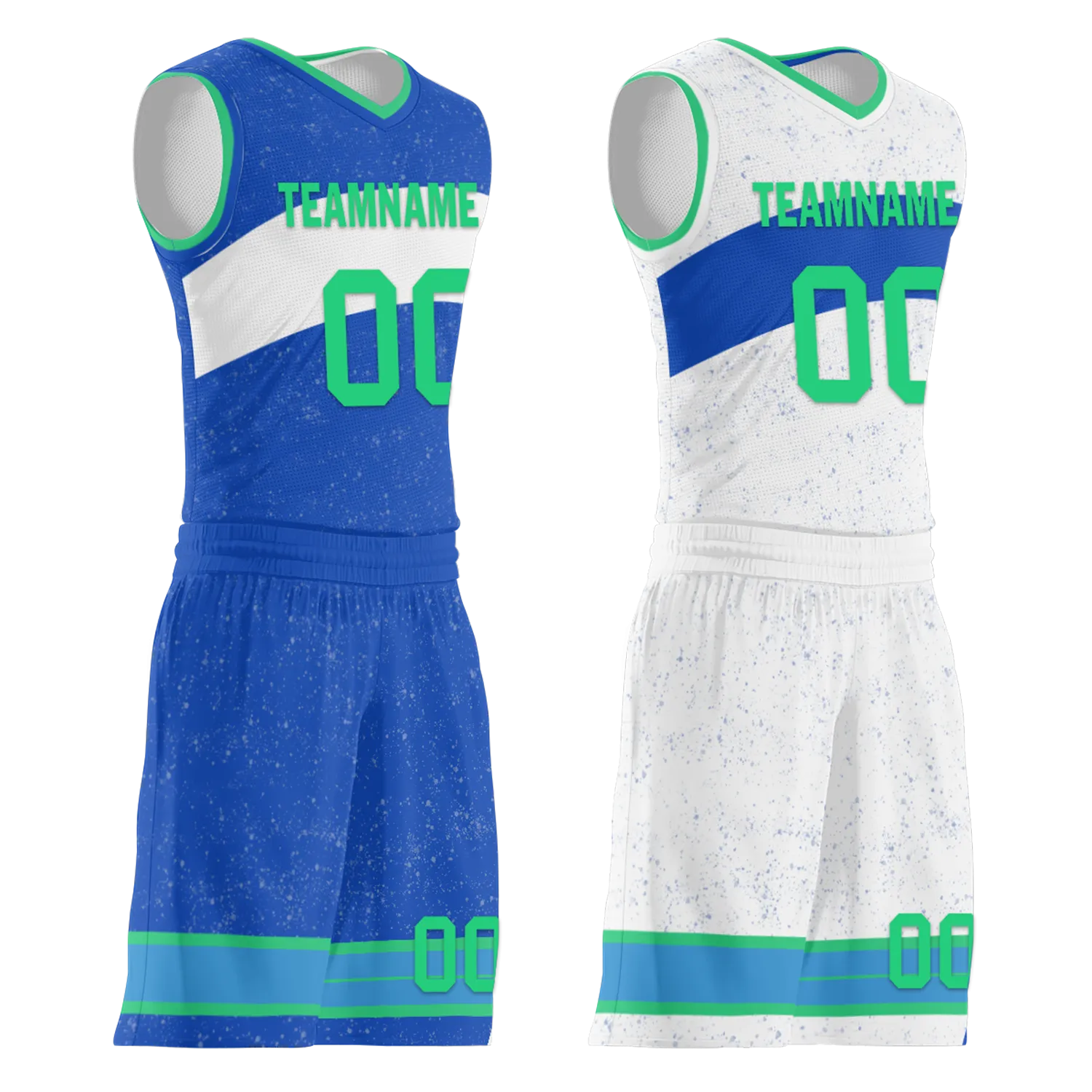 Custom Blue White Classic Style Reversible Basketball Uniform Personalized BBJR-D017009