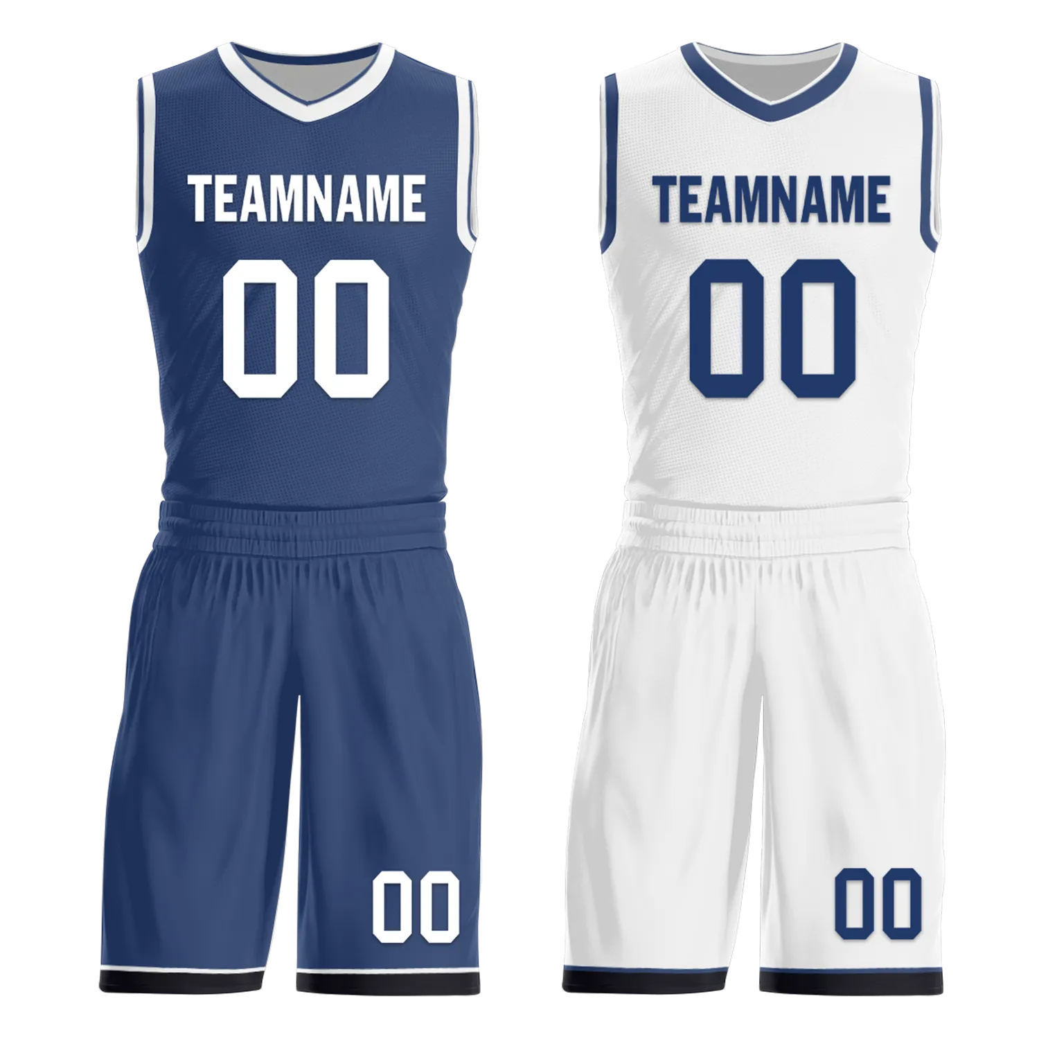 Custom Blue White Classic Style Reversible Basketball Uniform Personalized BBJR-D017053