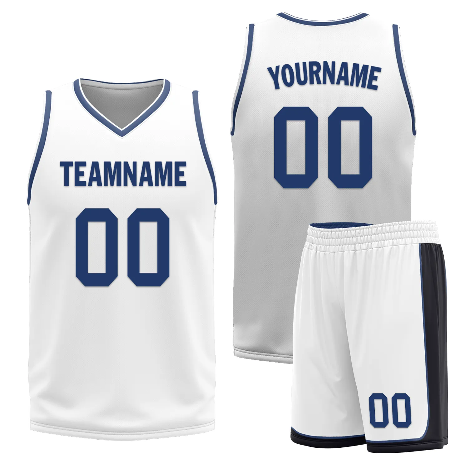 Custom Blue White Classic Style Reversible Basketball Uniform Personalized BBJR-D017053