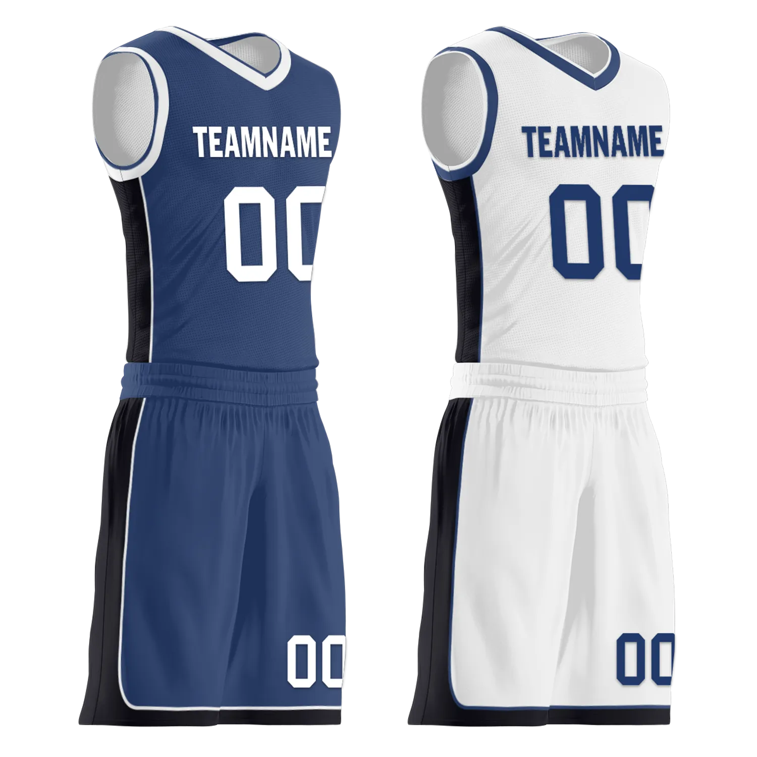 Custom Blue White Classic Style Reversible Basketball Uniform Personalized BBJR-D017053