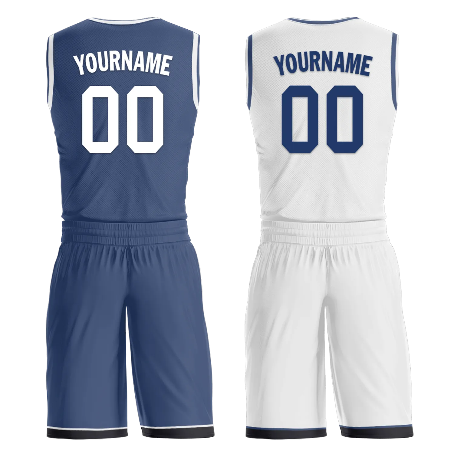 Custom Blue White Classic Style Reversible Basketball Uniform Personalized BBJR-D017053