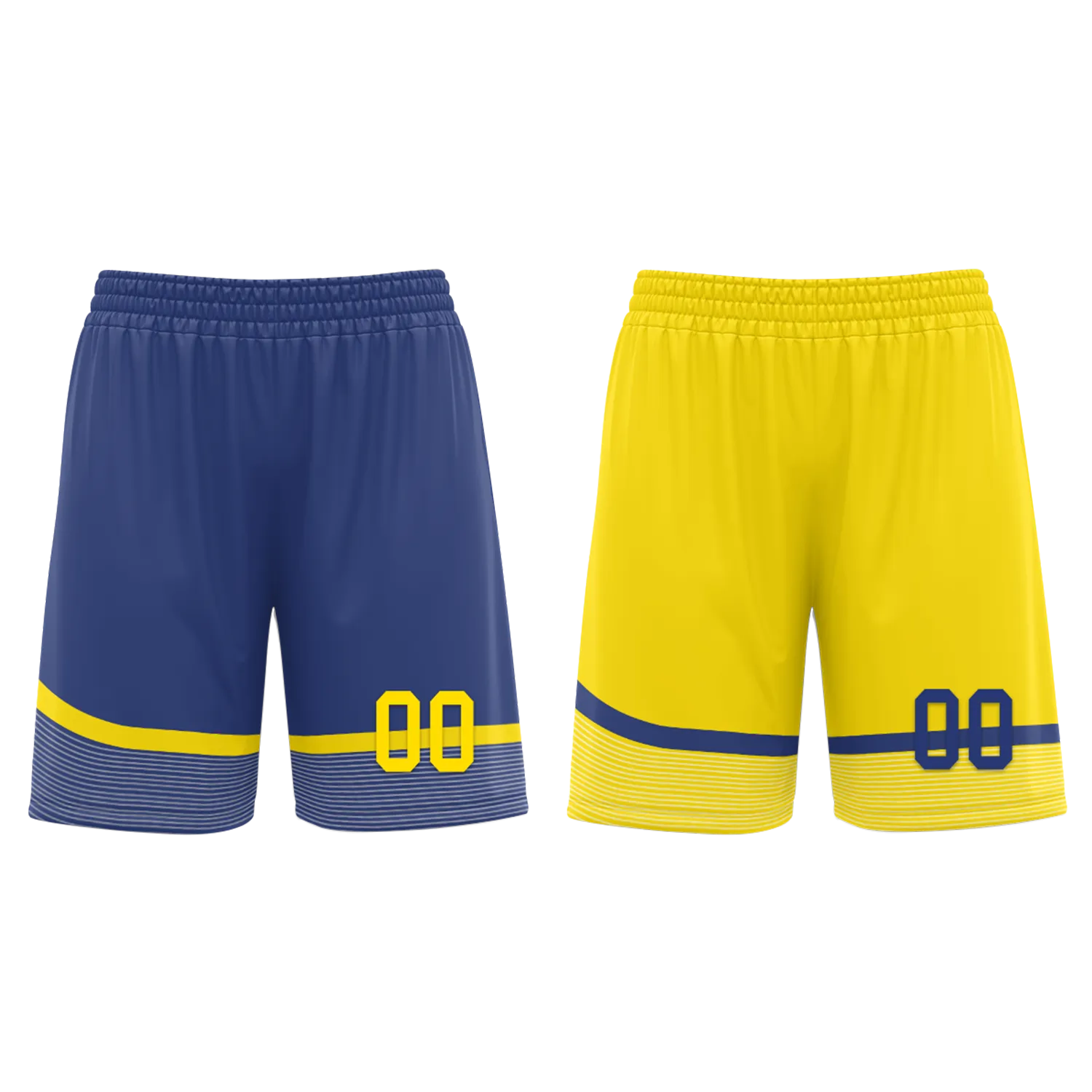 Custom Blue Yellow Classic Style Reversible Basketball Uniform Personalized BBJR-D017003