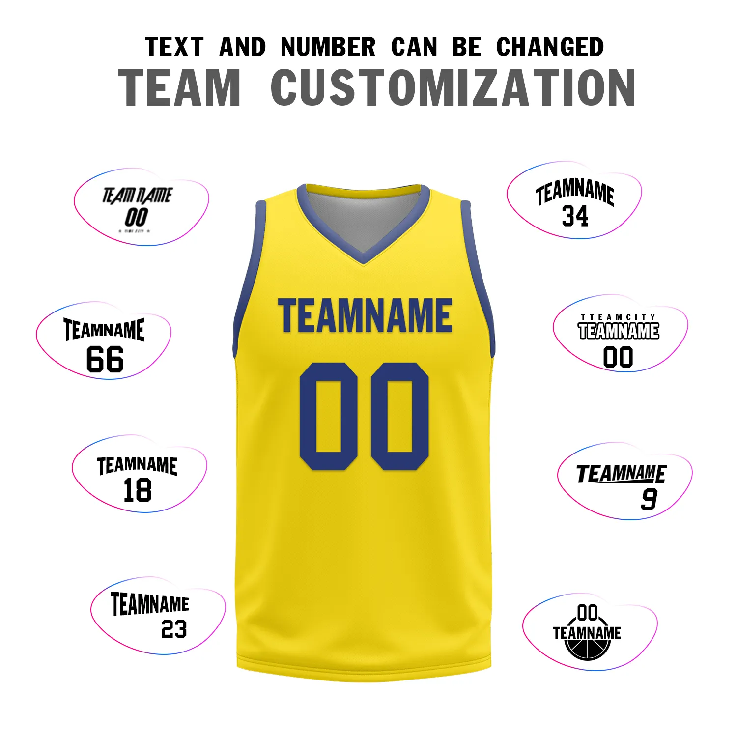 Custom Blue Yellow Classic Style Reversible Basketball Uniform Personalized BBJR-D017003