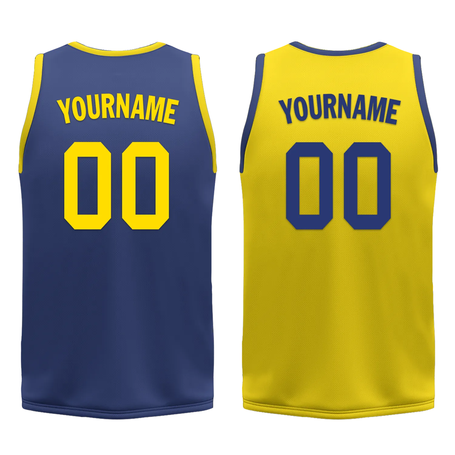 Custom Blue Yellow Classic Style Reversible Basketball Uniform Personalized BBJR-D017003