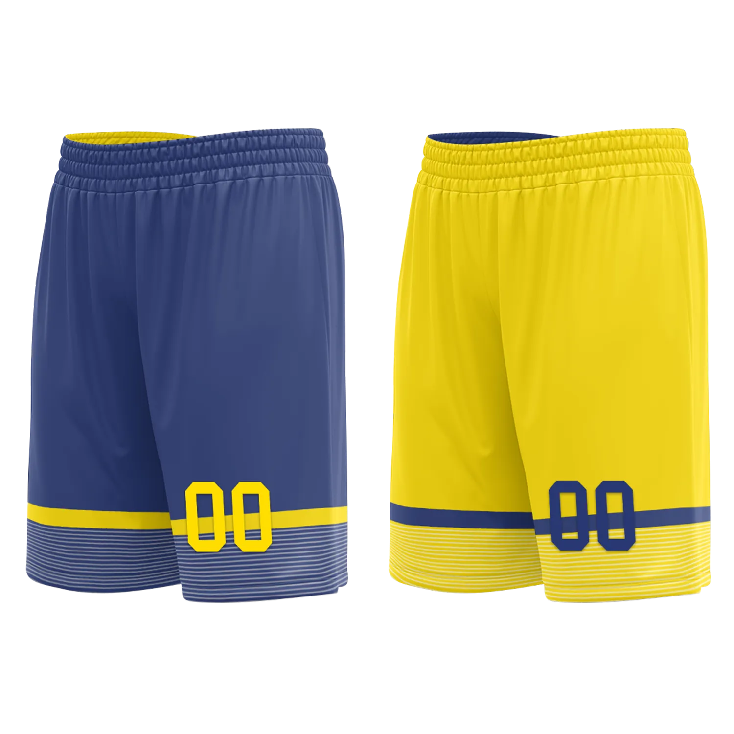 Custom Blue Yellow Classic Style Reversible Basketball Uniform Personalized BBJR-D017003