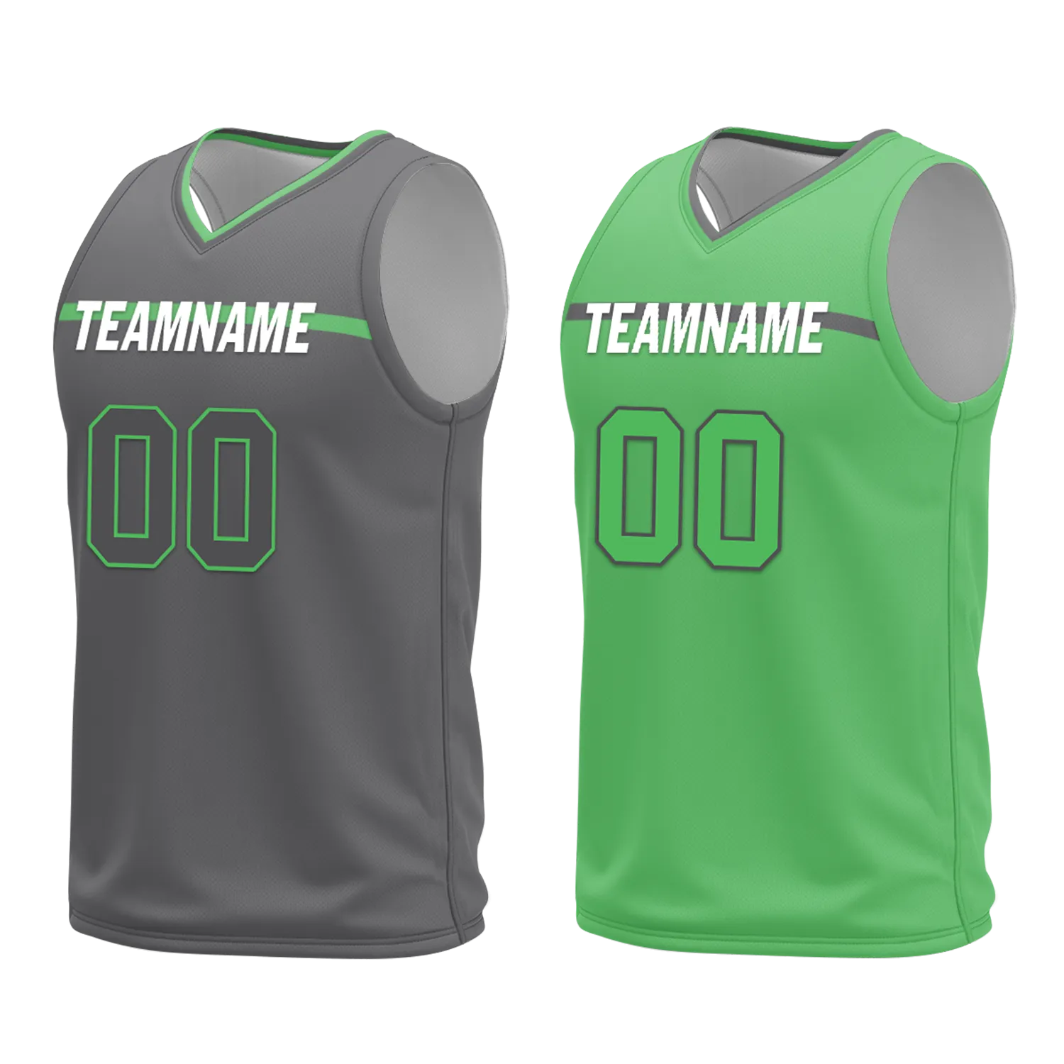 Custom Gray Green Classic Style Reversible Basketball Uniform Personalized Ordinary BBJR-D017046