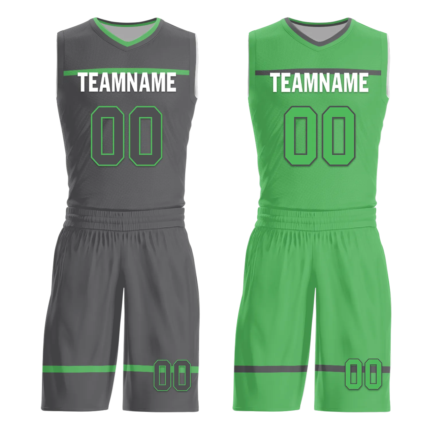 Custom Gray Green Classic Style Reversible Basketball Uniform Personalized Ordinary BBJR-D017046