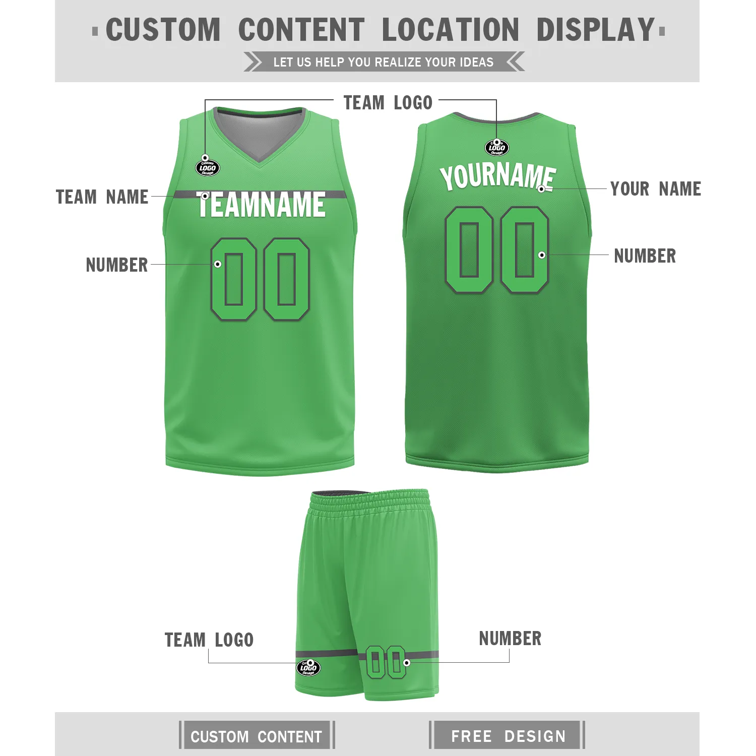 Custom Gray Green Classic Style Reversible Basketball Uniform Personalized Ordinary BBJR-D017046