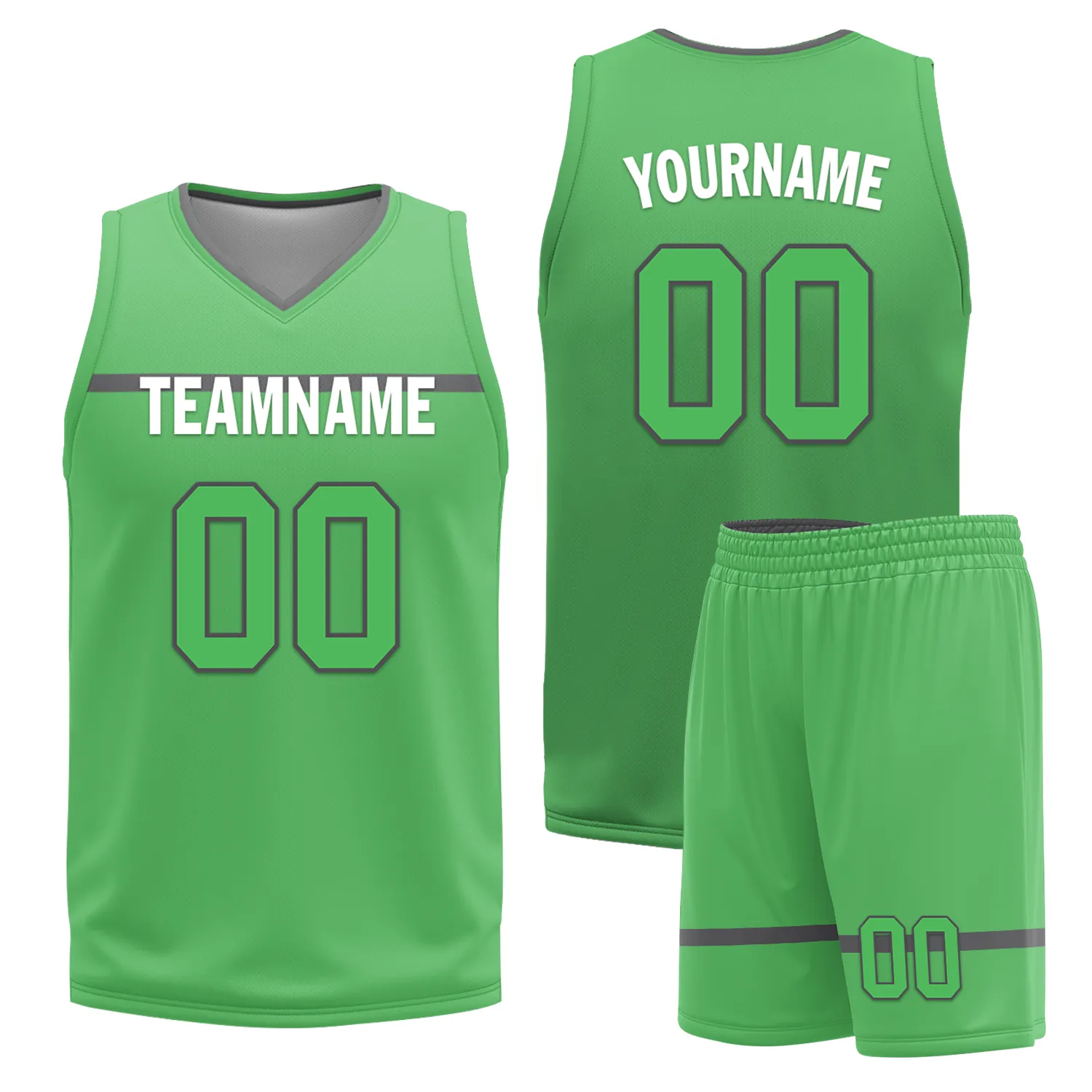 Custom Gray Green Classic Style Reversible Basketball Uniform Personalized Ordinary BBJR-D017046